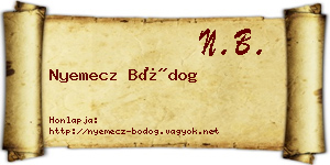 Nyemecz Bódog névjegykártya